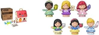 Fisher-Price Little People Disney Princess Gift Set (6 Figures) and Toddler Playhouse Surprise & Sounds Home Musical Playset