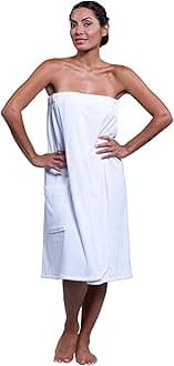 Boca Terry Womens Spa Wrap - 100% Cotton Spa, Shower, Bath and Gym Towel w Snaps - White 6XL