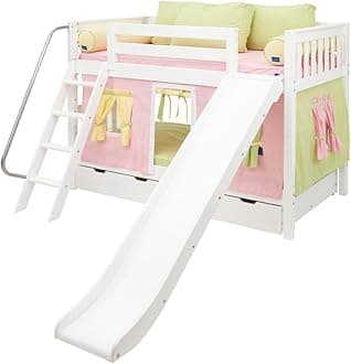 Laugh Girl Twin Over Twin Slat Slide Tent Bunk Bed