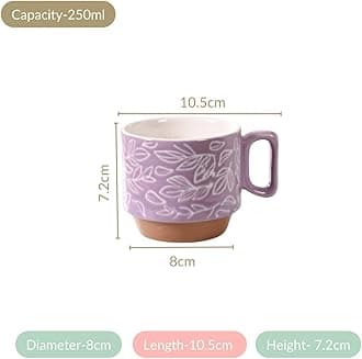 Nestasia Stackable Floral Cups Set of 4 (250 ml) | Stackable, Floral Design, Heat Retaining | Ideal for Tea, Coffee & Gifting
