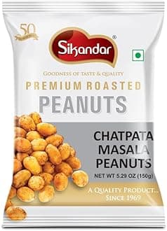 SIKANDAR Premium Roasted Peanuts 150g (Pack of 4) (600g, Chatpata Masala)