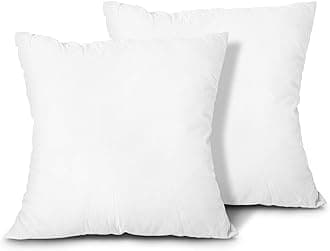 Edow Throw Pillow Inserts, Set of 2 Lightweight Down Alternative Polyester Pillow, Couch Cushion, Sham Stuffer, Machine Washable. (White, 12x12)