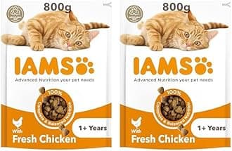 IAMS Complete Dry Cat Food for Adult 1+ Cats with Chicken 800 g (Pack of 2)