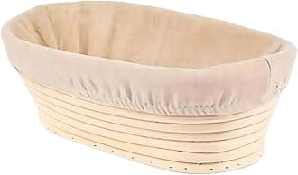Bread Proofing Basket, 21cm Oval Natural Rattan Sourdough Proving Basket, Banneton Dough Baking Mold with Cloth Liner 21x15x8cm for Home Bakers Sourdough Starter Kit