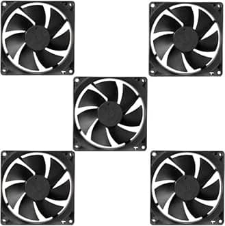 TechSupreme PACK OF 5 DC 12V Cooling Fan for PC Case, CPU Cooler Radiator Cooler (Black)
