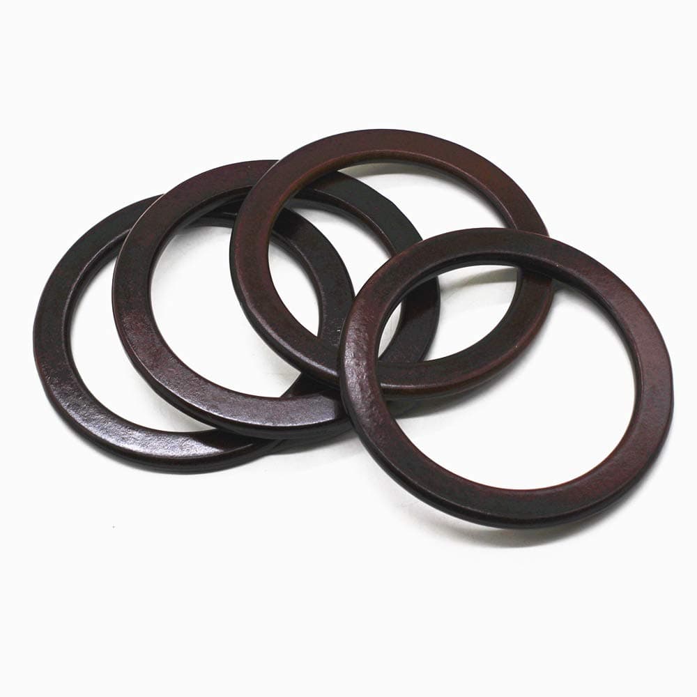 Model Worker 4PCS MDF Round Shaped Handles Replacement for Handmade Bag Handbags Purse Handles (Dark Brown)