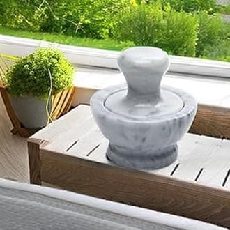 Fox Run 3844 Marble Mortar and Pestle, White