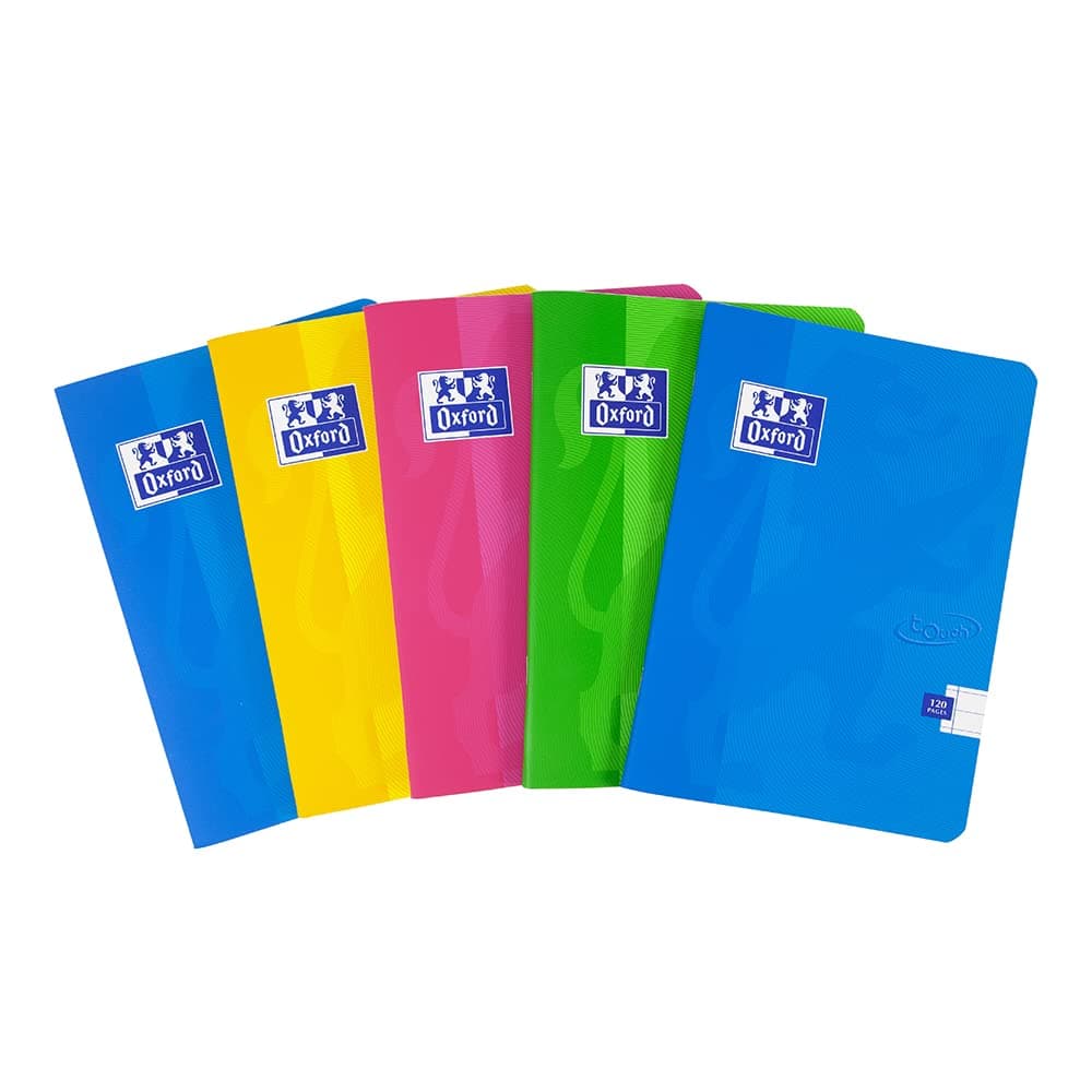 Touch, Exercise Books A5 Lined, A5 Notebooks, 120 Page, Assorted, Pack of 5