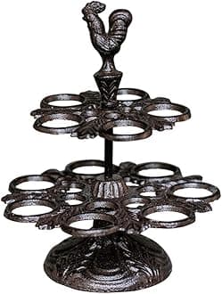 Heavy Duty Cast Iron Eggs Holder Countertop Decor Kitchen Dining Room Organization Egg Stroage Display Rack 12 Eggs Holding Capacity (Color : Brown)