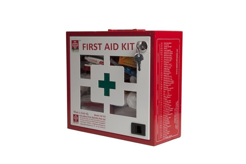 St Johns First Aid Metal Box Medium - Empty - Wall Mounted