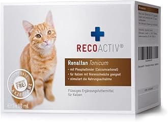 RECOACTIV Renaltan Tonic for Cats, 3 x 90 ml, with Phosphate Binder to Reduce Phosphate Absorption from Food and Support of Kidney Function, Supplementary Feed