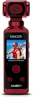 Minolta MN4KP1 4K Ultra HD Wi-Fi Enabled Pocket Camcorder, Red
