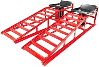 TECHTONGDA 2pcs Car Lift Service Ramps with Hydraulic Jack Heavy Duty for Vehicle Auto Truck Garage Repair Steel Frame
