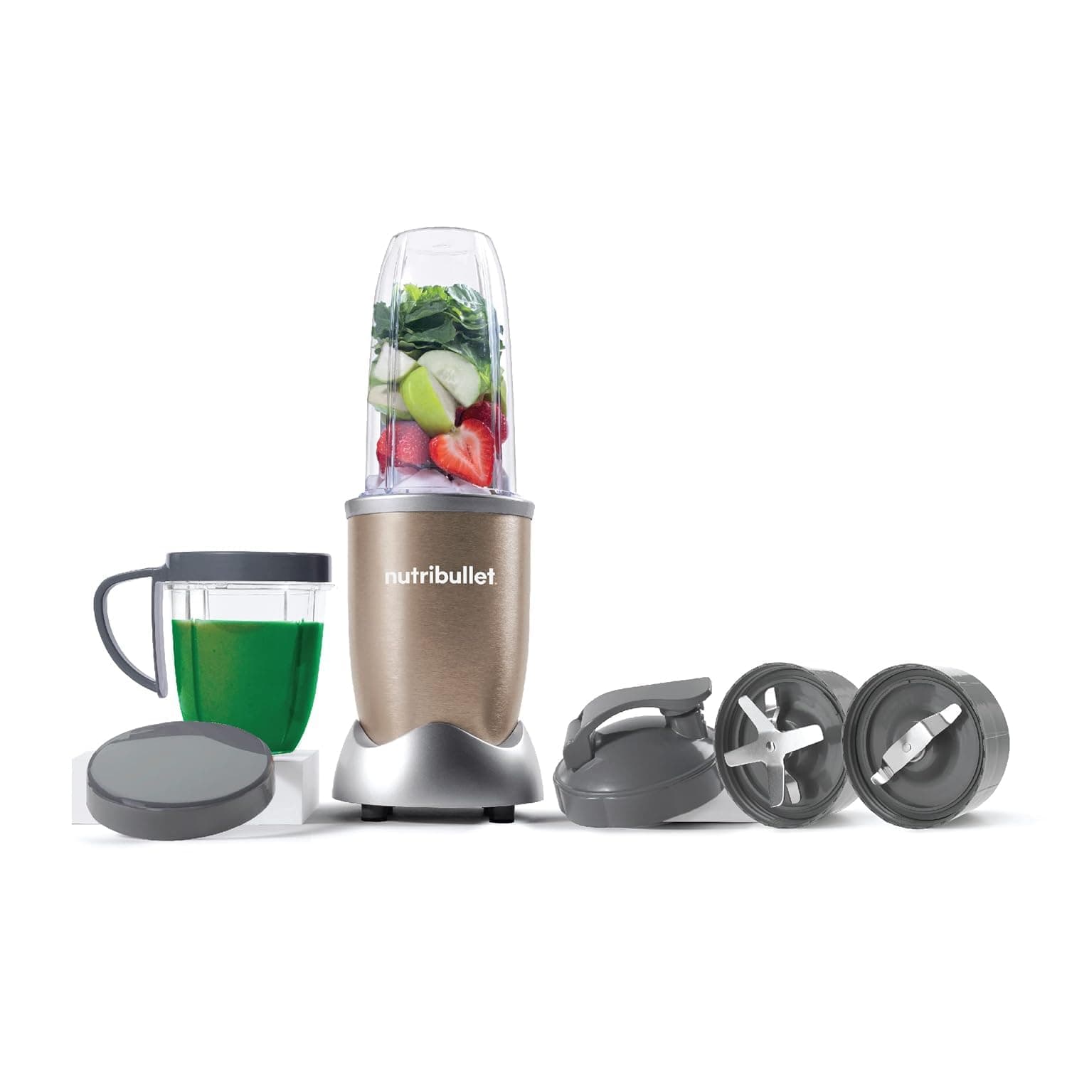 NutriBullet 900 Watts, 7pc Accessories, Multi-Function High Speed Blender, Mixer System With Nutrient Extractor, Smoothie Maker, Copper Gold, NB9-1012, 1-year limited warranty