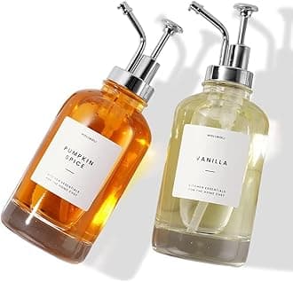 Molimoli Coffee Syrup Dispenser for Coffee Bar, Pump Dispenser, Glass Syrup Bottle w. Upgraded Pump, 16.9 oz 500 ml, Set of 2, Silver