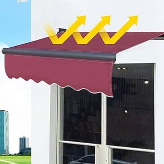 Retractable Patio Awning Replacement Fabric Cloth, Durable Exterior Sunshade Canopy Cloth, Waterproof Awning Cover Shelter For Yard, Deck, Balcony - UV Protection (Color : Rosso, Size : 7x3.5m)