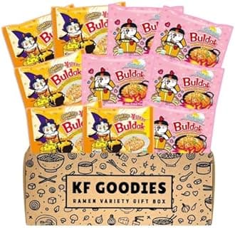 KF GOODIES Korean Ramen Variety Pack Gift Box (10 Count) – Spicy Buldak Noodle Assortment for Birthdays, College Care Packages, Office Snacks, and Gift Baskets