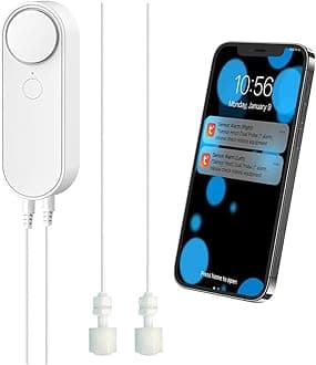 WiFi Water Level Detector, Smart Water Sensor Alarms, Detached 2 M Dual Detection Line, Left and Right Dual Alarms, Remote App Monitoring, Dual Alerts, AAA Battery Powered