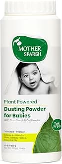 Mother Sparsh Plant Powered Dusting Powder For Babies - 330g | Talc Free Baby Powder With Corn Starch & Oat Powder