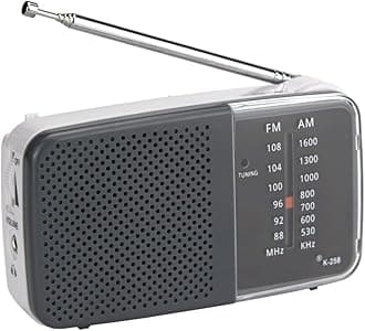 Generic AM FM Radio Portable Battery Powered Transistor Radio with Speaker and Telescopic Antenna for Indoor Outdoor Use