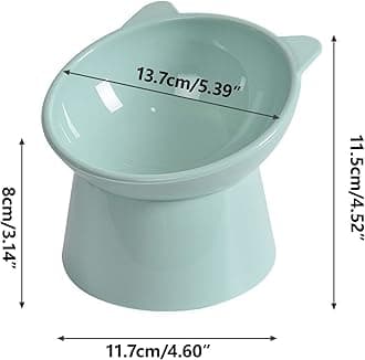 Tilted Elevated Cat Food Bowl - Cats Bowls Whisker Friendly Anti Vomiting Slanted Feeding Bowls Cute Shallow (Tall Cat Bowl-Green)