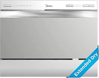 Midea MDC22P2ASS Countertop, Portable Place Settings & 6+2 Washing Cycles. Energy Star Dishwasher, Dish Washer for Dorm, RV& Apartment, Sliver, Silver