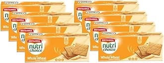 Britannia Nutri Choice Whole Wheat Salted Crackers 7.05oz (200g) - Healthy Breakfast & Tea Time Snacks (Pack of 8)
