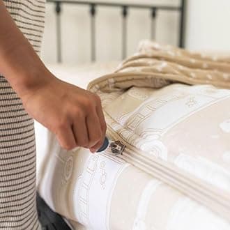 Beddy's Trucks Theme Boys Durable Zipper Bedding, Bed in a Bag, Tan Sheets & Comforter with Construction Trucks & Cars, Includes Pillowcase and Pillow Sham, Easy to Make and Wash, Kids Zip Bedding