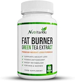Fat Burner - Weight Loss Pills for Men & Women, Slimming Supplement with Green Tea Extract to Improve Metabolism & Energy, Appetite Suppressant, Diet Supplement - 60 Vegetarian Tablets - Nutritaroz