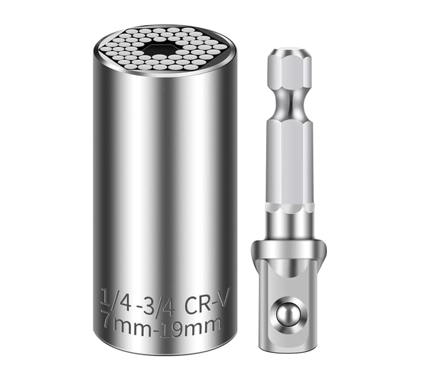 Super Socket for Unscrew Any Bolt Multi-Function Universal Wrench Socket Tools Multi-Size in One Self Adjustable Screw Improvement & Joint for Electric Drill, Flat, Fixed Square and Hex