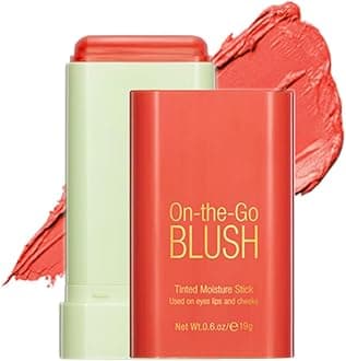 Mysense Orange Cream Blush Stick, On-the-Go Blush, Multi-use Makeup Blush Stick for Cheeks Lips Eyes, Solid Moisturizer Stick Blush Makeup Natural Matte Finish Waterproof Long-Lasting, 03 Coral OrangeCompact by Design (Amazon-developed Certification)