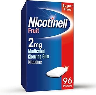 Nicotinell Fruit Gum 2mg (96 Pieces), Stop Smoking Aid, Sugar Free Nicotine Gum, Mild Fruit Flavour, 2mg Regular Strength for Light Smokers, Quit Smoking Aid, Mega Pack