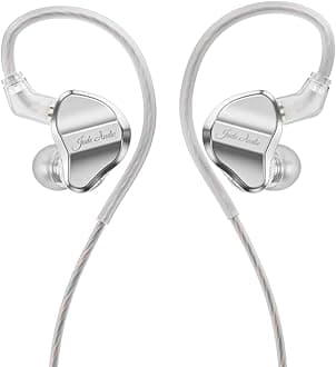 FiiO/JadeAudio JD1 High Performance Dynamic Driver HiFi Bass Stereo in Ear Monitor Headphones Sport Gaming Earbuds with Mic (Silver)