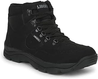 Everest-4 Lacing Safety Shoes for Men | Low Ankle Synthetic Leather Boot | Water Resistance | Anti-Skid | Removable Insole | Comfortable for All Weather | Shock Absorber - Black