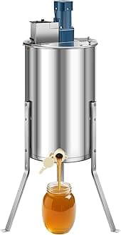 Electric Honey Extractor, 3 Frame Honey Extractor with Transparent Lid, Stainless Steel Honeycomb Drum Spinner, Height Adjustable, Honeycomb Extraction Equipment for Beekeeping