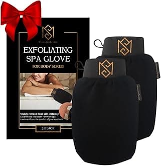 MS Exfoliating Bath Glove for Body Scrub (Kessa mitt) - PACK OF 2 - For Dead Skin Scrubbing and Deep Pore Cleansing - Gentle Viscose Fiber - by MoroccanSource