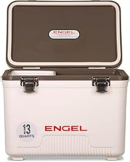 ENGEL Cooler Box 12.3 L - Leak-Proof, Air Tight, Drybox Cooler for Camping, Fishing, Hiking,Picnic - Mini Ice Boxes Large Enough for 15 Cans, 38 x 25.4 x 28.5 CM Small Cool Box for Drinks and Food