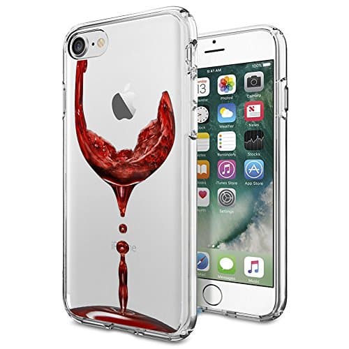 CZbobo iPhone 7 Case iPhone 8 Case Slim Clear Soft Silicone Gel Protective Case UV Printing Cover for Apple iPhone 7 iPhone 8 4.7 Inch (Red Wine)
