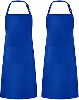 Syntus 2 Pack Adjustable Bib Apron Waterdrop Resistant with 2 Pockets Cooking Kitchen Aprons for Women Men Chef