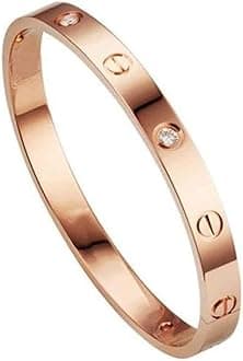 Shining Diva Fashion 18K Gold Plated Stainless Steel Openable Crystal Bracelet | Cuff Bangle | Friendship Couple Wedding Gifts for Mother Sister Wife Girlfriend | Anti Tarnish Jewellery