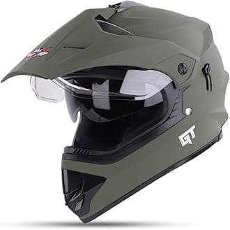 Steelbird GT Off Road ISI Certified Motocross Double Visor Full Face Helmet Outer Clear Visor and Inner Smoke Sun Shield