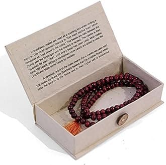 Hippy Shack Mala Beads - Buddhist Mallah Beads - 108 Pieces - Red Wooden Round Beads - Meditation, Spiritual Practices