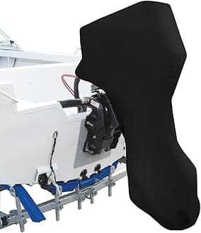 Seamander Outboard Motor Cover ,Full Motor Outboard Cover, Engines Cover Waterproof Boat Cover (Black(600D), Fits for 175-225 HP)