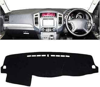 Car Dashboard Cover Anti-Scratch Dash Cover Interior Dash Covers - for Mitsubishi Pajero Montero 2006-2019, Black(Red Edge), Right Hand Drive