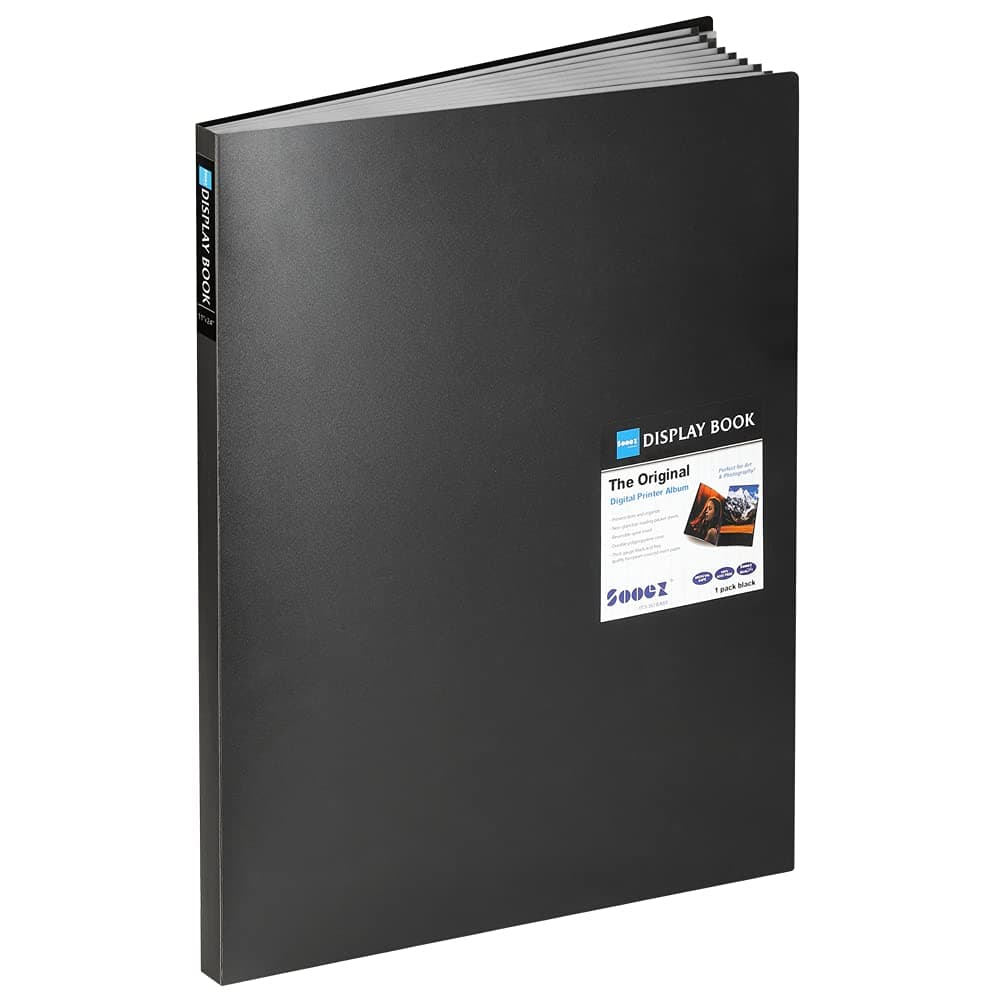 Sooez Heavy Duty Binder with Plastic Sleeves 18"x24", Portfolio Folder with 30 Clear Sheet Protectors, Display 60 Pages, Presentation Book for Artwork, Sheet Music, Document