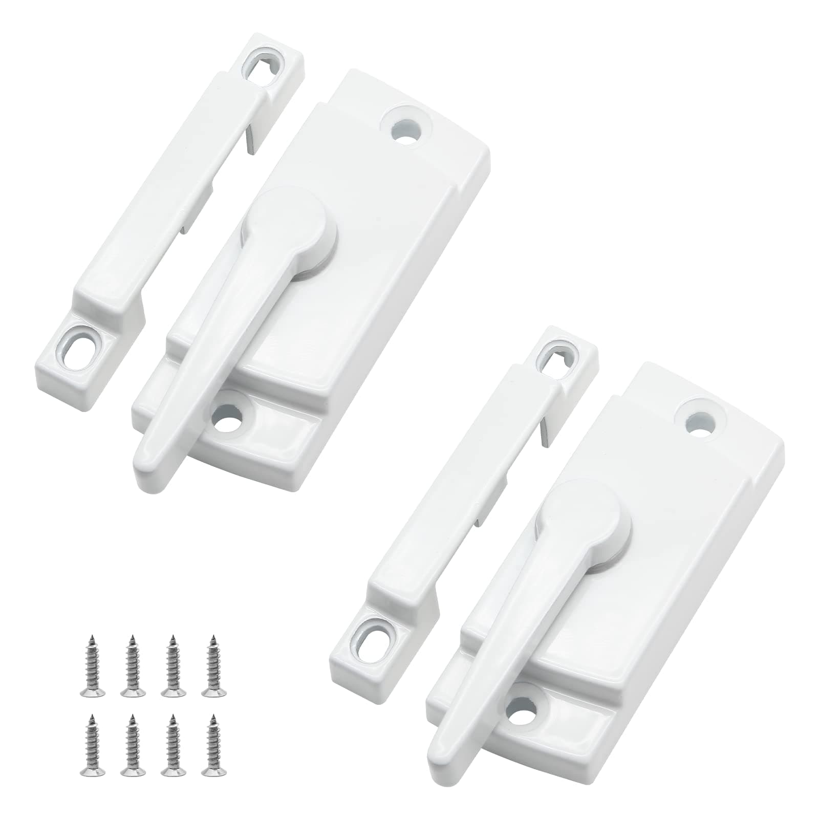 Uenhoy 2 Pack Cam Action Window Sash Locks for Double Hung Windows, Hole Center White Sash Window Locks for Vertical & Horizontal Sliding Windows