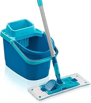 Power Clean M Set, Floor Cleaner with Cleaning Blades, Squeeze Press, Mop Set with Bucket, Mop for All Hard Floors with Click System