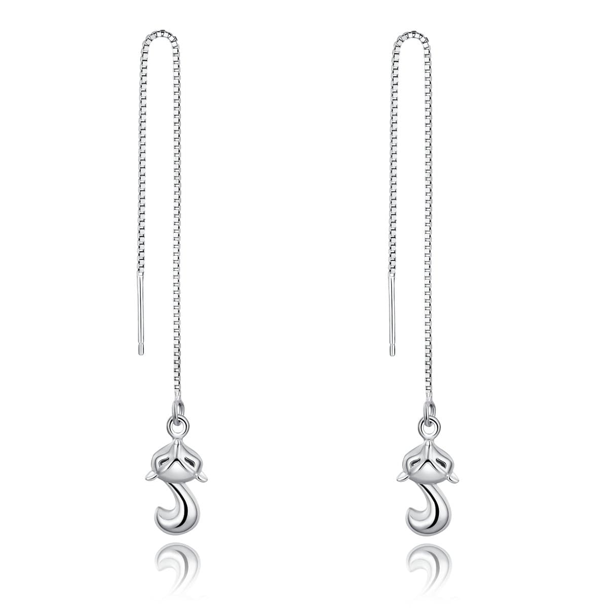 Moon Wings Solid 925 Sterling Silver Little Fox Ear Threads Ear String 8cm Nickel Free