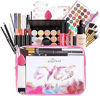All-in-one Makeup Set Holiday Gift | Full Makeup Kit for Women Essential Starter Bundle Include Eyeshadow Palette Lipstick Blush Cream Concealer Face Powder Eyeliner Mascara Lipgloss Brush