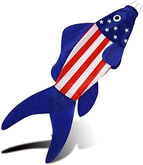 USA American Fish Wind Sock Patriotic Wind Socks for Outside 40 Inch Summer Windsocks Durable